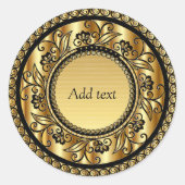 Sticker Rond Design décoratif or et noir (Devant)