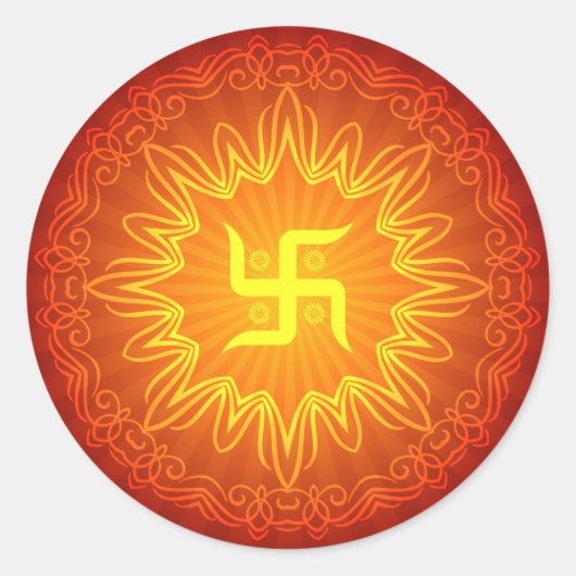 Sticker Rond Design décoratif Swastika (Devant)