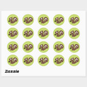 Sticker Rond Design d'écureuil pour bébés mignon (Feuille)