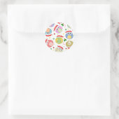Sticker Rond Design des Chouettes de Noël (Sac)