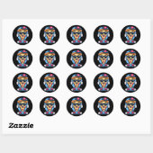 Sticker Rond Design d'impression de pizza portant un casquette  (Feuille)