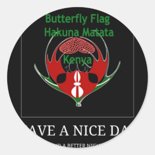 Sticker Rond Design du Bouclier kenyan : Drapeau de papillon.