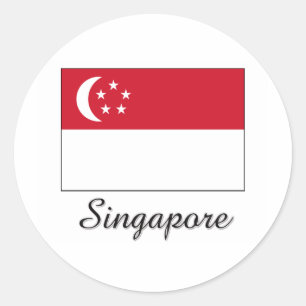 Sticker Rond Design du drapeau de Singapour