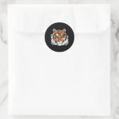 Sticker Rond Design du visage du tigre cool (Sac)