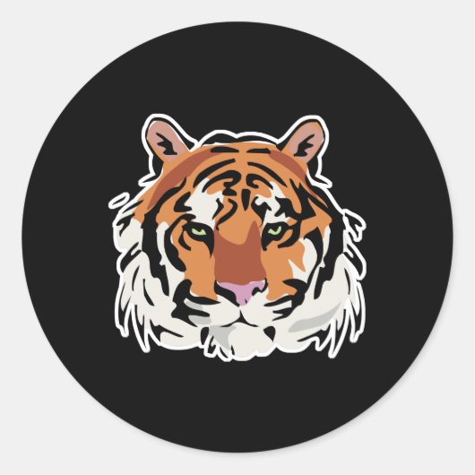 Sticker Rond Design du visage du tigre cool (Devant)
