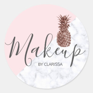Sticker Rond Design élégant rose or ananas rose maquillage