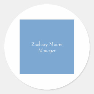 Sticker Rond Design élégant sobre minimaliste simple bleu blanc