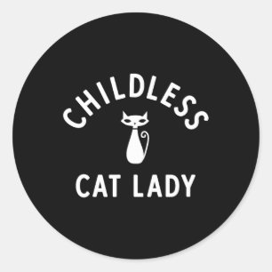 Sticker Rond Design Enfant Chat Lady Avec Cute Retro Chat Illu