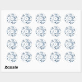 Sticker Rond Design floral bleu et blanc (Feuille)