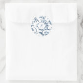 Sticker Rond Design floral bleu et blanc (Sac)