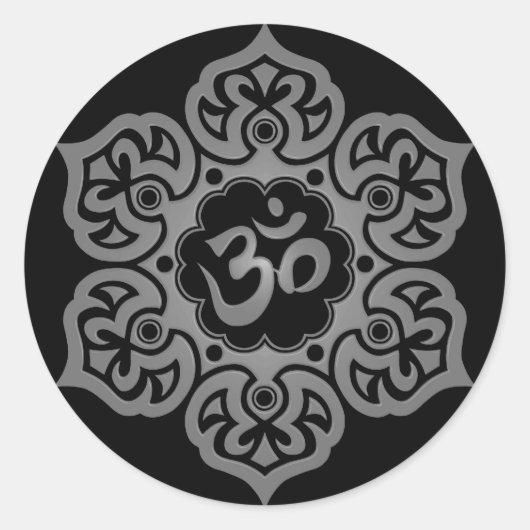 Sticker Rond Design floral gris et noir (Devant)