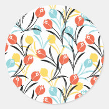Design floral Motif de Tulipe en blanc