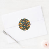 Sticker Rond Design floral orange et sarcelle moderne (Enveloppe)