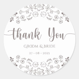 Sticker Rond Design floral rose clair Mariage élégant
