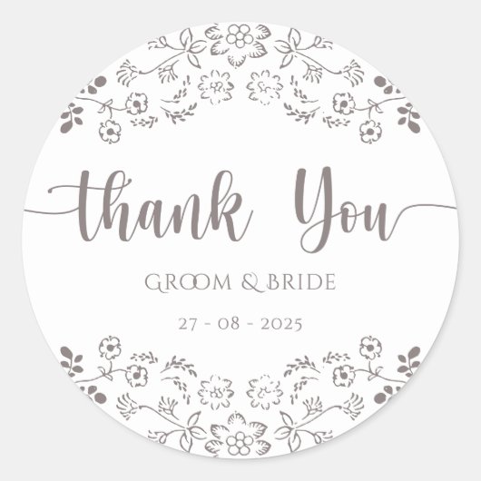 Sticker Rond Design floral rose clair Mariage élégant (Devant)