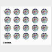 Sticker Rond Design floral turc (Feuille)