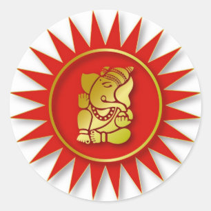 Sticker Rond Design Ganesha