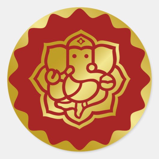 Sticker Rond Design Golden Ganesha (Devant)