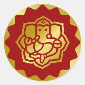 Sticker Rond Design Golden Ganesha