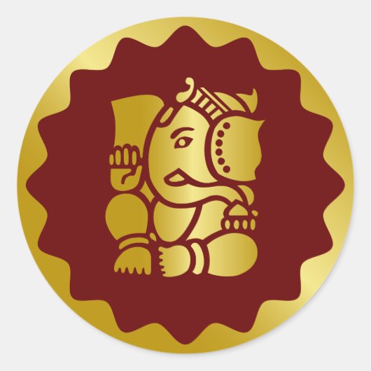 Sticker Rond Design Golden Ganesha (Devant)