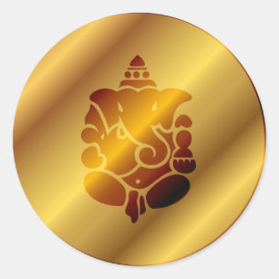Sticker Rond Design Golden Ganesha