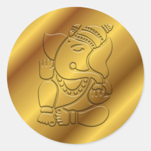 Sticker Rond Design Golden Ganesha