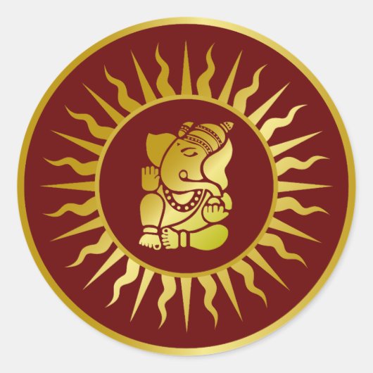 Sticker Rond Design Golden Ganesha (Devant)