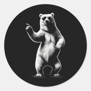 Sticker Rond Design graphique de l'ours dansant
