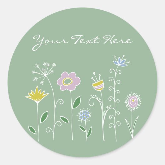 Sticker Rond Design graphique des fleurs (Devant)