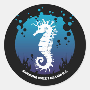Sticker Rond Design graphique Ocean Life - Seahors