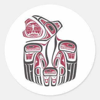 Sticker Rond Design Haida Raven