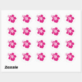 Sticker Rond Design Hibiscus rose (Feuille)