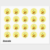 Sticker Rond Design jonquille jaune Marque commerciale cadeau (Feuille)