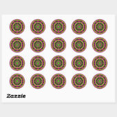 Sticker Rond Design Kaleidoscope Rose Neon Et Vert (Feuille)
