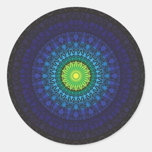 Sticker Rond Design Mandala noir (Devant)