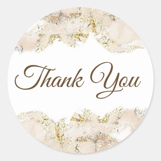 Sticker Rond Design marbré beige merci (Devant)
