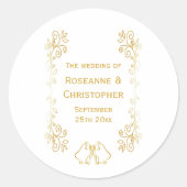 Sticker Rond Design Mariage Gold Bells (Devant)