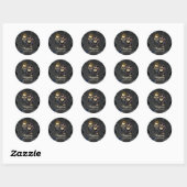 Sticker Rond Design mariage gothique foncé avec crânes (Feuille)