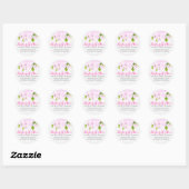 Sticker Rond Design Mariage Rose Et Blanc Clair (Feuille)