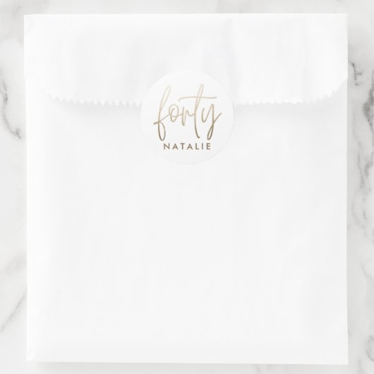 Sticker Rond Design moderne 40e anniversaire simple élégant scr (Sac)