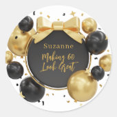 Sticker Rond Design moderne Black & Gold 60e anniversaire (Devant)