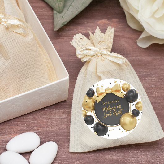 Sticker Rond Design moderne Black & Gold 60e anniversaire