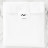 Sticker Rond Design moderne Script Monogramme minimal Mariage b (Sac)
