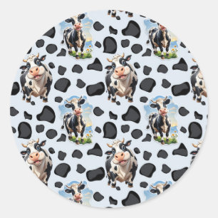 Sticker Rond Design Motif animal de vache