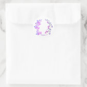 Sticker Rond Design original de fleurs et branches violettes (Sac)