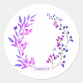 Sticker Rond Design original de fleurs et branches violettes (Devant)