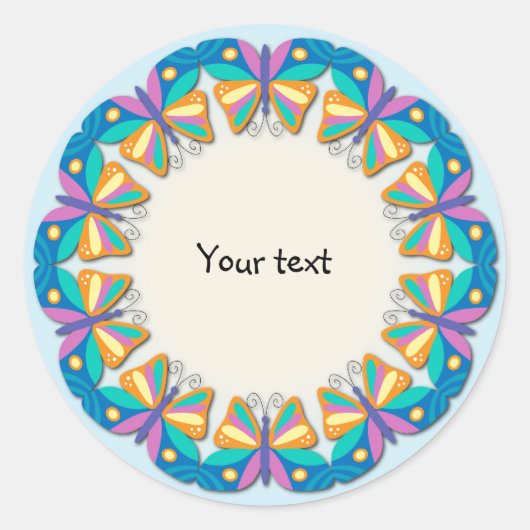 Sticker Rond Design papillon coloré (Devant)