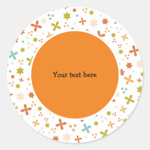 Sticker Rond Design rétro avec fleurs