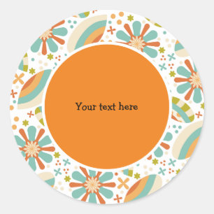 Sticker Rond Design rétro avec fleurs
