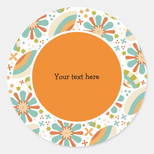 Sticker Rond Design rétro avec fleurs (Devant)